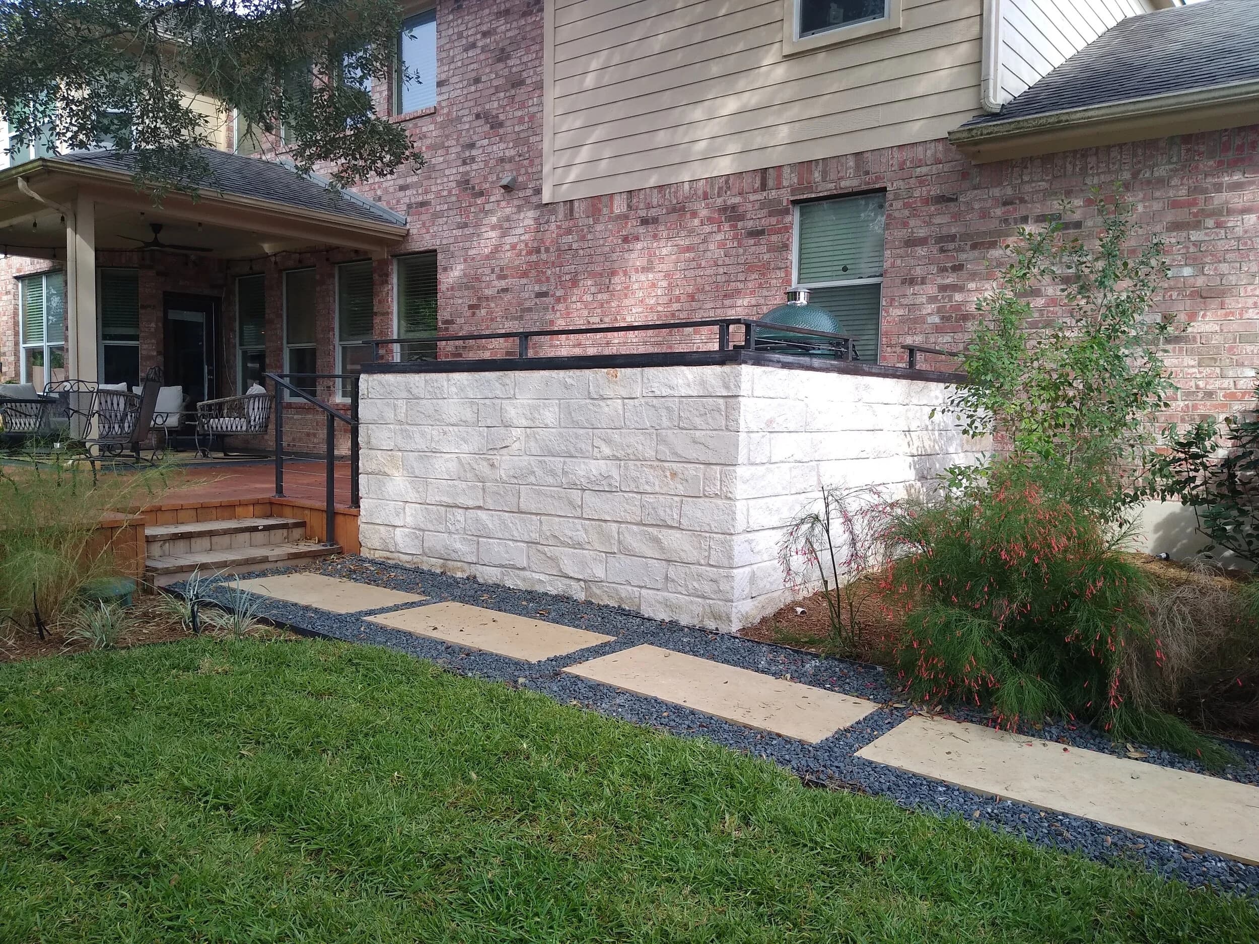 Custom steel planters and gabion features Austin Texas